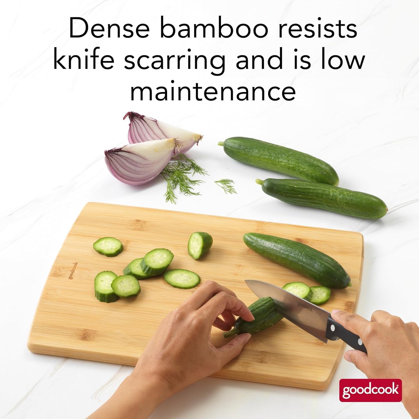 Everyday 10" x 14" Bamboo Cutting Board, Durable Edge-Grain Wood, Moisture-Resistant, Knife-Friendly, Wooden Chopping Board for Kitchen, Low-Maintenance, Natural Bamboo