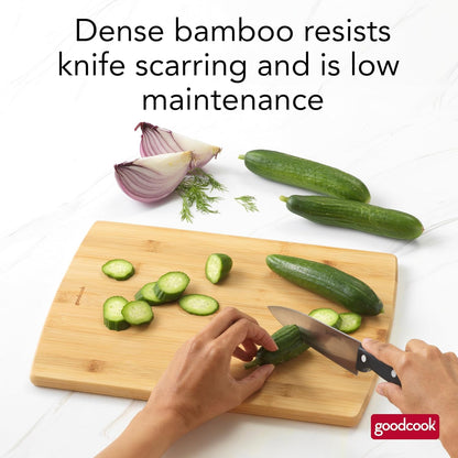 Everyday 10" x 14" Bamboo Cutting Board, Durable Edge-Grain Wood, Moisture-Resistant, Knife-Friendly, Wooden Chopping Board for Kitchen, Low-Maintenance, Natural Bamboo