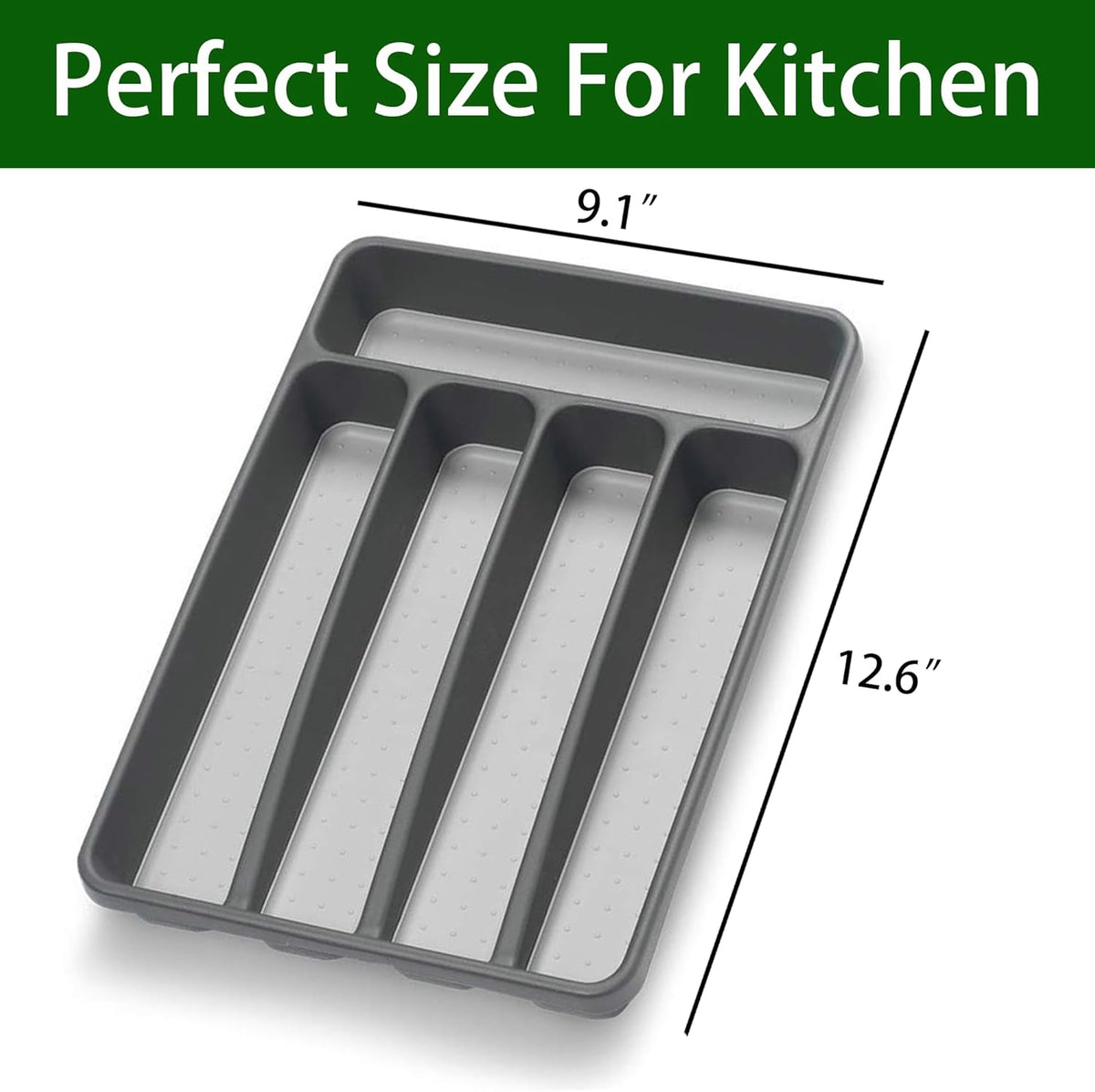 Silverware Organizer Utenisl Organizer Holder Kitchen Drawer Organizer Plastic Silverware Tray for Drawer Flatware Organizer 5 Compartment White