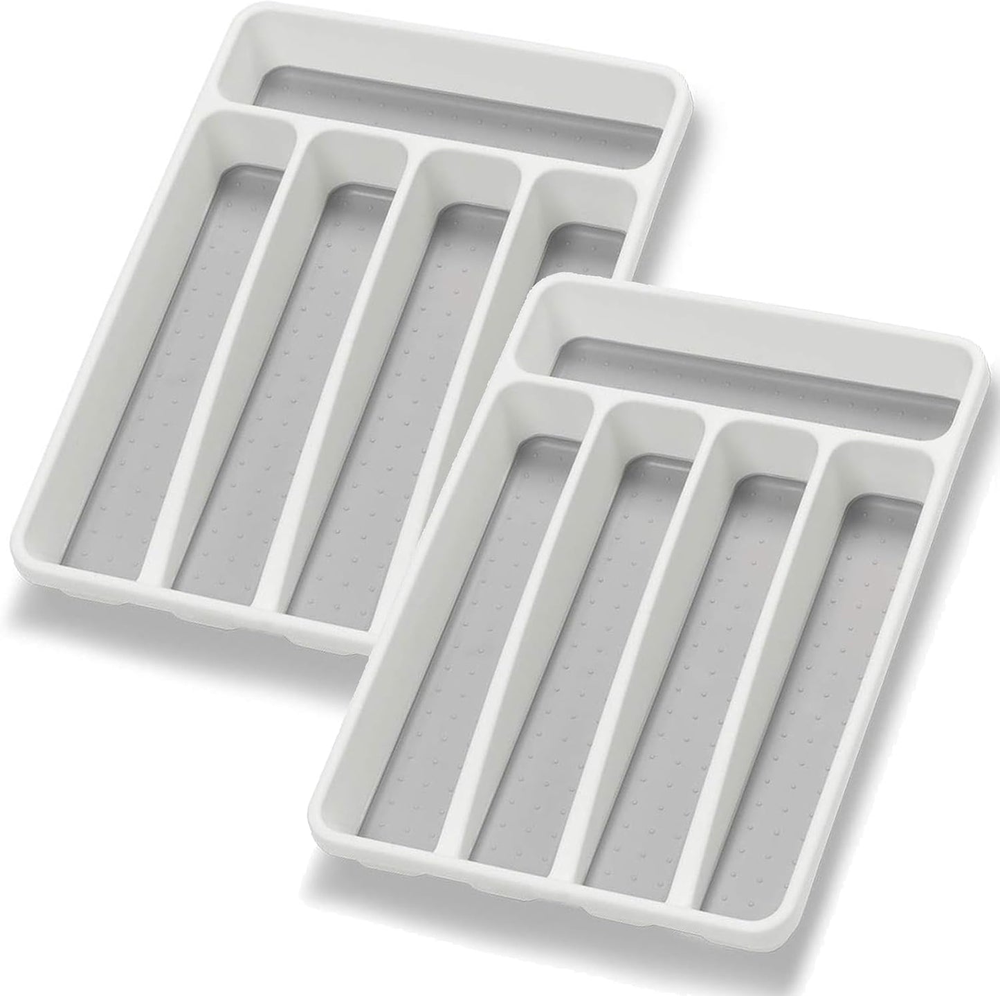 Silverware Organizer Utenisl Organizer Holder Kitchen Drawer Organizer Plastic Silverware Tray for Drawer Flatware Organizer 5 Compartment White