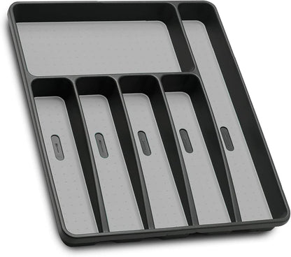 Silverware Organizer Utenisl Organizer Holder Kitchen Drawer Organizer Plastic Silverware Tray for Drawer Flatware Organizer 5 Compartment White