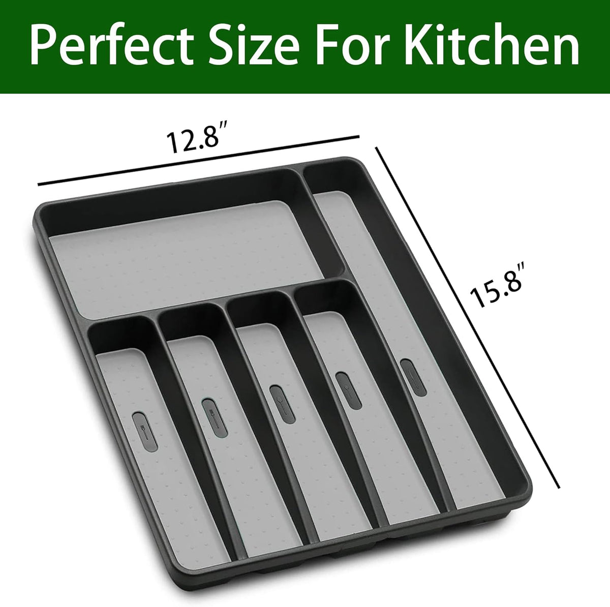 Silverware Organizer Utenisl Organizer Holder Kitchen Drawer Organizer Plastic Silverware Tray for Drawer Flatware Organizer 5 Compartment White