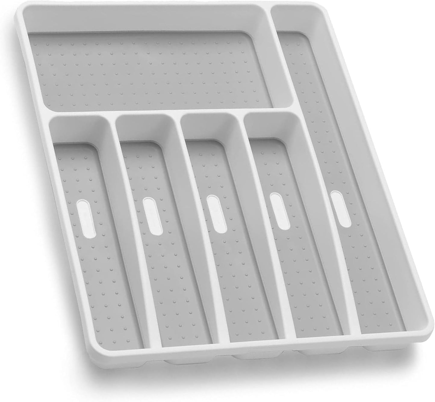 Silverware Organizer Utenisl Organizer Holder Kitchen Drawer Organizer Plastic Silverware Tray for Drawer Flatware Organizer 5 Compartment White