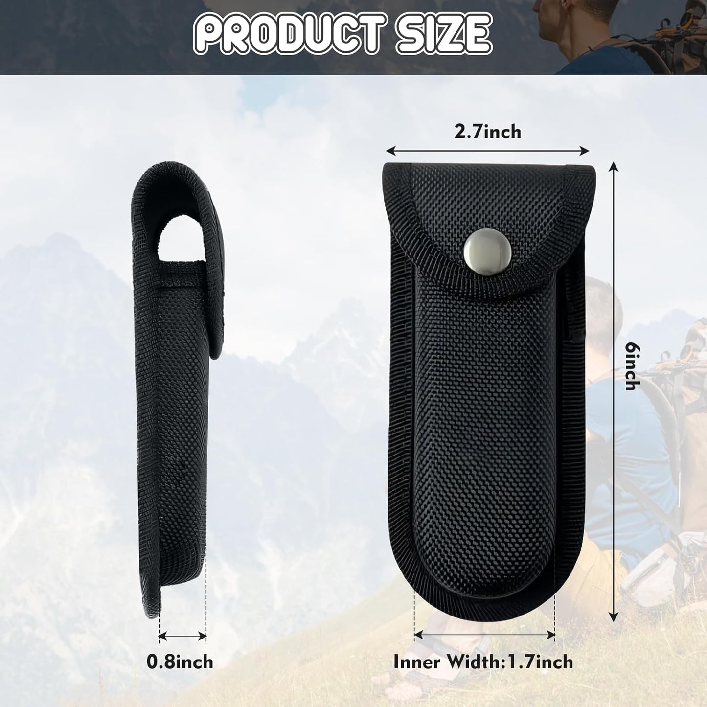 Nylon Pocket Knife Sheath, 5"-5.5" Folding EDC Knife Holster, Multitool Pouch with Snap Closure & Belt Loop, Vertical/Horizontal Carry for Camping and Hiking