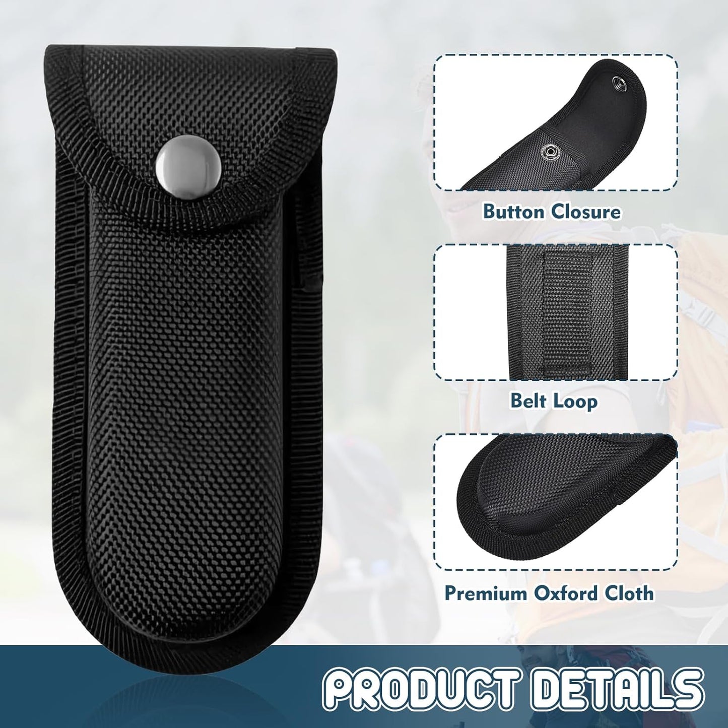 Nylon Pocket Knife Sheath, 5"-5.5" Folding EDC Knife Holster, Multitool Pouch with Snap Closure & Belt Loop, Vertical/Horizontal Carry for Camping and Hiking