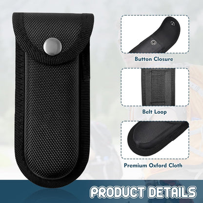 Nylon Pocket Knife Sheath, 5"-5.5" Folding EDC Knife Holster, Multitool Pouch with Snap Closure & Belt Loop, Vertical/Horizontal Carry for Camping and Hiking