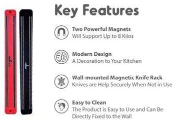 Magnetic Knife Bar - Maximize Space With Kitchen Rack For Wall - MagRack Strip, Elegant Cutlery Display, Secure Metal Tools Storage. 6 Pack Bundle