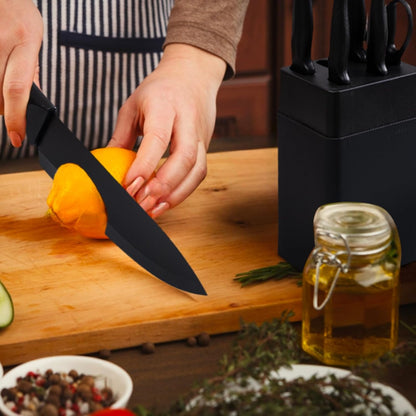 Kitchen Knife Set with Knife Block,7-Piece Kitchen Knife Block Set | Knife Set with Block with Built-In Sharpening Block,Dishwasher Safe,Suitable for kitchens and dining rooms.