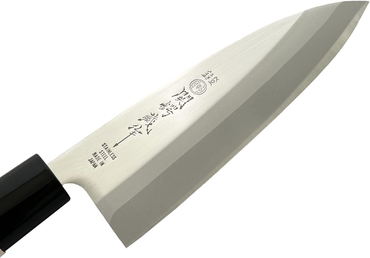 Seki Tsubazo Deba Knife 5.9-inch Blade and Japanese Painting Cloth Set, Japanese Chef Knife for Fish and Meats, Stainless Steel Blade & Genuine Wooden Handle