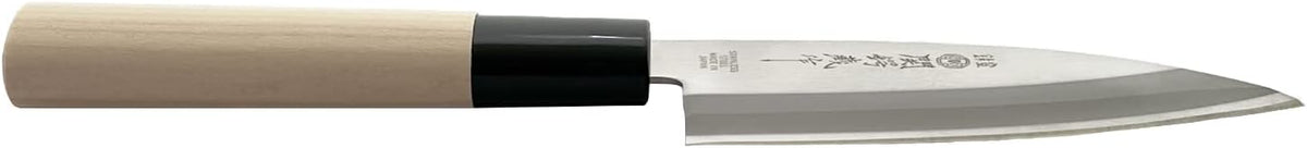Seki Tsubazo Deba Knife 5.9-inch Blade and Japanese Painting Cloth Set, Japanese Chef Knife for Fish and Meats, Stainless Steel Blade & Genuine Wooden Handle