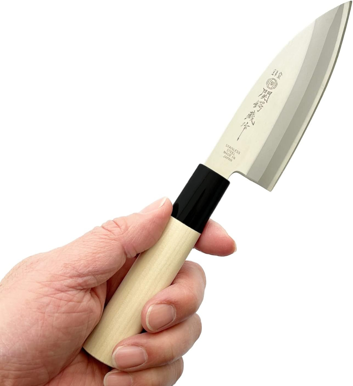 Seki Tsubazo Deba Knife 5.9-inch Blade and Japanese Painting Cloth Set, Japanese Chef Knife for Fish and Meats, Stainless Steel Blade & Genuine Wooden Handle