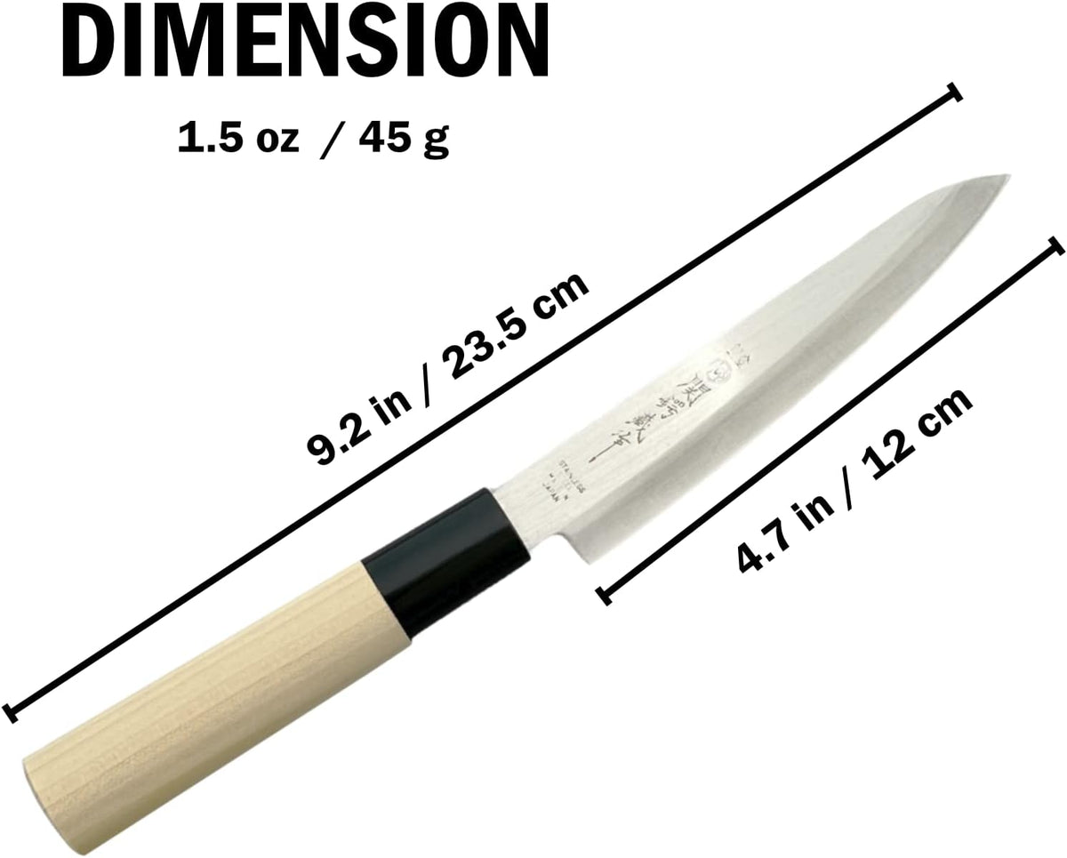 Seki Tsubazo Deba Knife 5.9-inch Blade and Japanese Painting Cloth Set, Japanese Chef Knife for Fish and Meats, Stainless Steel Blade & Genuine Wooden Handle