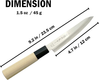 Seki Tsubazo Deba Knife 5.9-inch Blade and Japanese Painting Cloth Set, Japanese Chef Knife for Fish and Meats, Stainless Steel Blade & Genuine Wooden Handle