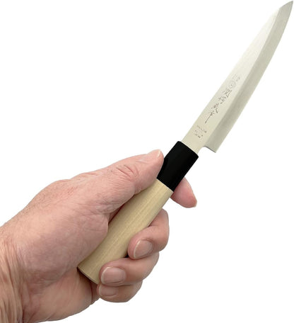 Seki Tsubazo Deba Knife 5.9-inch Blade and Japanese Painting Cloth Set, Japanese Chef Knife for Fish and Meats, Stainless Steel Blade & Genuine Wooden Handle