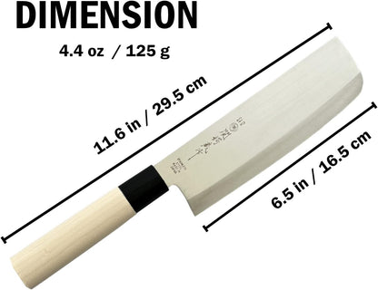 Seki Tsubazo Deba Knife 5.9-inch Blade and Japanese Painting Cloth Set, Japanese Chef Knife for Fish and Meats, Stainless Steel Blade & Genuine Wooden Handle