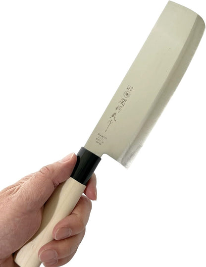 Seki Tsubazo Deba Knife 5.9-inch Blade and Japanese Painting Cloth Set, Japanese Chef Knife for Fish and Meats, Stainless Steel Blade & Genuine Wooden Handle