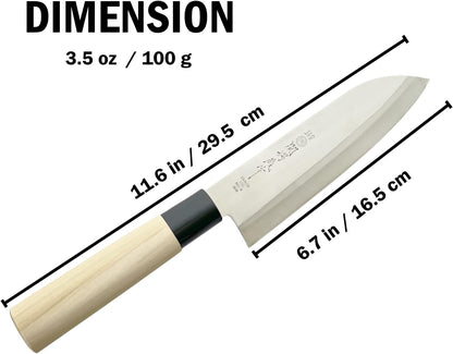Seki Tsubazo Deba Knife 5.9-inch Blade and Japanese Painting Cloth Set, Japanese Chef Knife for Fish and Meats, Stainless Steel Blade & Genuine Wooden Handle