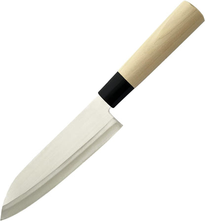 Seki Tsubazo Deba Knife 5.9-inch Blade and Japanese Painting Cloth Set, Japanese Chef Knife for Fish and Meats, Stainless Steel Blade & Genuine Wooden Handle