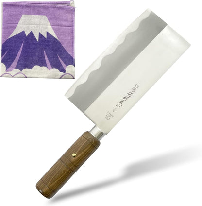 Seki Tsubazo Deba Knife 5.9-inch Blade and Japanese Painting Cloth Set, Japanese Chef Knife for Fish and Meats, Stainless Steel Blade & Genuine Wooden Handle