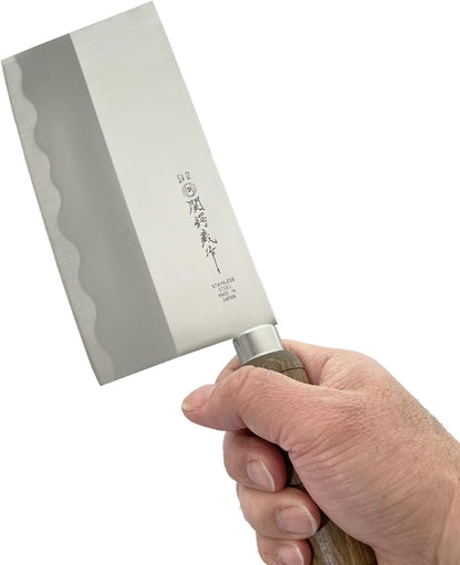 Seki Tsubazo Deba Knife 5.9-inch Blade and Japanese Painting Cloth Set, Japanese Chef Knife for Fish and Meats, Stainless Steel Blade & Genuine Wooden Handle