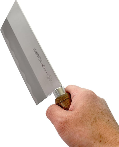 Seki Tsubazo Deba Knife 5.9-inch Blade and Japanese Painting Cloth Set, Japanese Chef Knife for Fish and Meats, Stainless Steel Blade & Genuine Wooden Handle