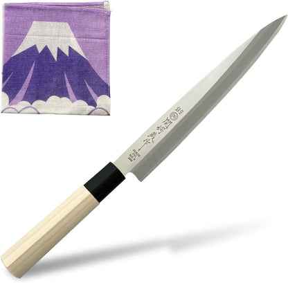 Seki Tsubazo Deba Knife 5.9-inch Blade and Japanese Painting Cloth Set, Japanese Chef Knife for Fish and Meats, Stainless Steel Blade & Genuine Wooden Handle