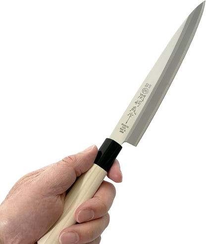 Seki Tsubazo Deba Knife 5.9-inch Blade and Japanese Painting Cloth Set, Japanese Chef Knife for Fish and Meats, Stainless Steel Blade & Genuine Wooden Handle