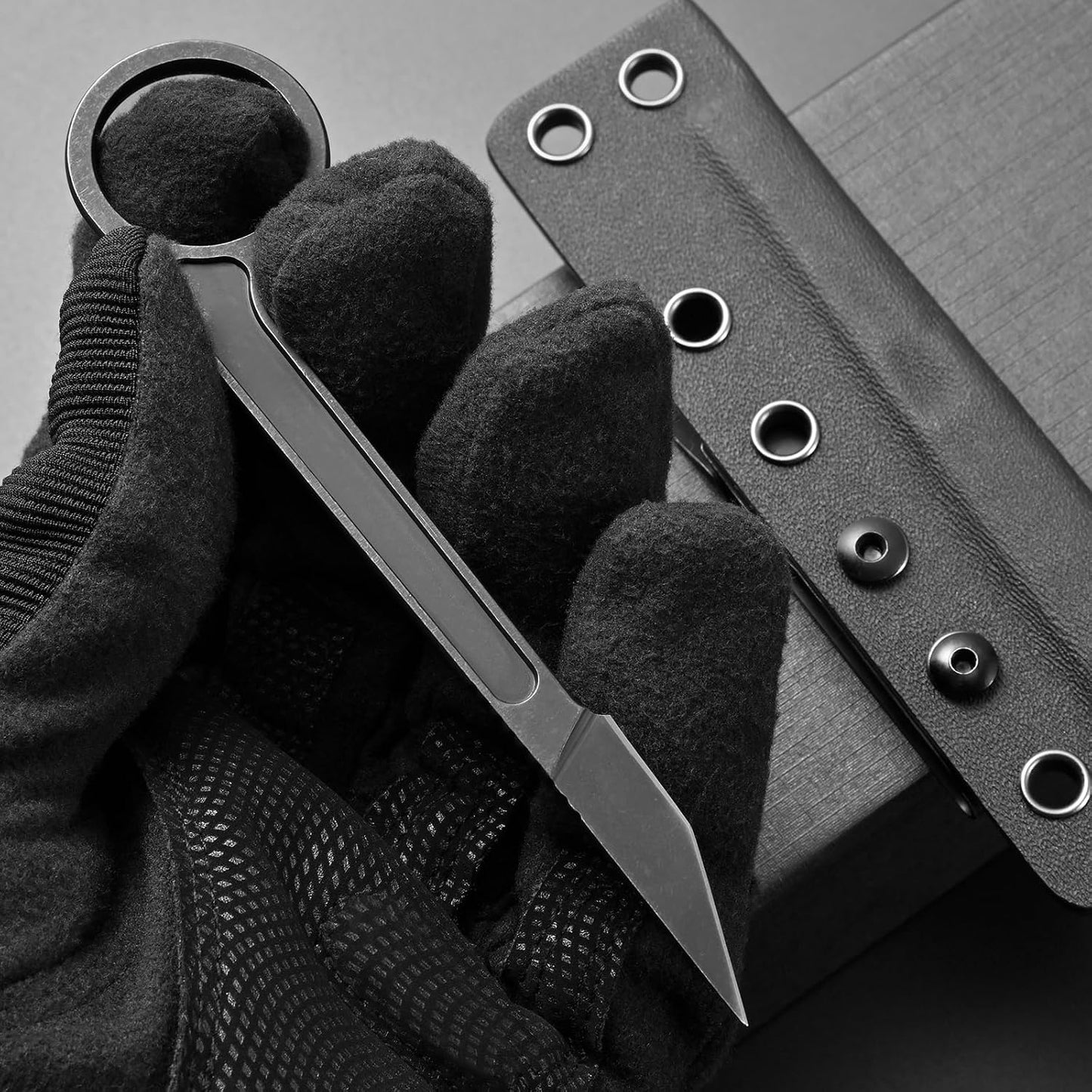 Ccanku C1104 Fixed Blade Knife D2 Blade Stainless Steel Handle Claw Knife for Hunting, EDC Tool, Survival, Camping Outdoor with K Sheath (Black)