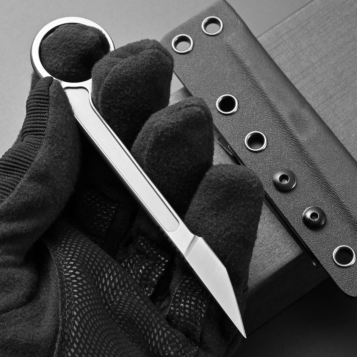 Ccanku C1104 Fixed Blade Knife D2 Blade Stainless Steel Handle Claw Knife for Hunting, EDC Tool, Survival, Camping Outdoor with K Sheath (Black)