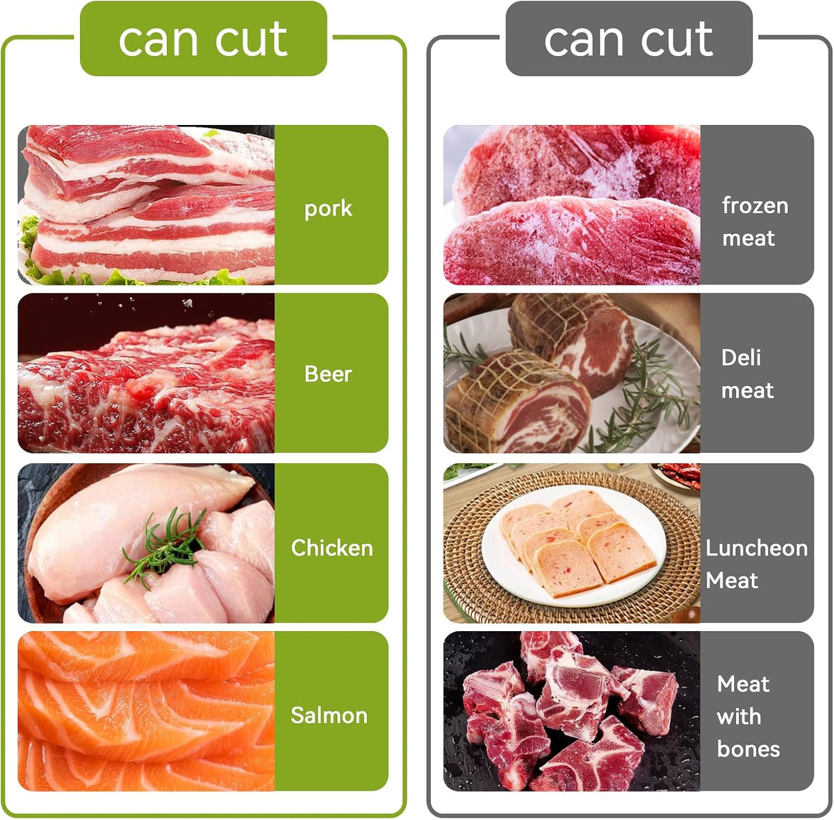 Fresh Meat Slicer, Adjustable 2 or 4 mm, 17-in-1 Meat Cleavers | Manual Meat Slicer, Fresh Meat Slicer, Stainless Steel Meat Cleavers Knife, Sliced, Striped, Diced for Beef Pork（Black）