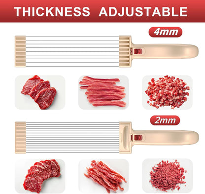 Fresh Meat Slicer, Adjustable 2 or 4 mm, 17-in-1 Meat Cleavers | Manual Meat Slicer, Fresh Meat Slicer, Stainless Steel Meat Cleavers Knife, Sliced, Striped, Diced for Beef Pork（Black）