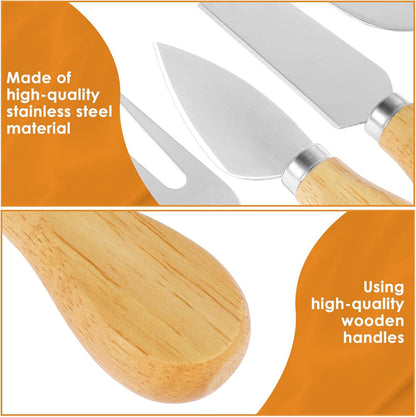 32 Pcs Cheese Knife Set Bulk, Stainless Steel Spreaders Cutters Forks Spatulas, Wood Handle Charcuterie Board Accessories for Parties, 8-Guest Serving Set, Hostess Housewarming Gift