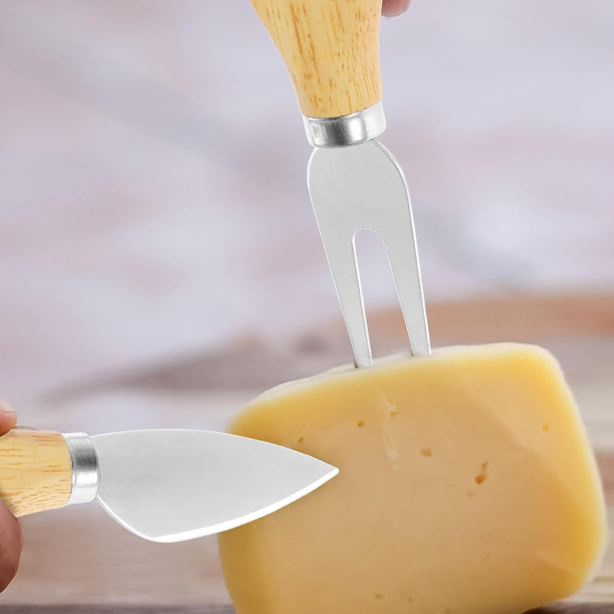 32 Pcs Cheese Knife Set Bulk, Stainless Steel Spreaders Cutters Forks Spatulas, Wood Handle Charcuterie Board Accessories for Parties, 8-Guest Serving Set, Hostess Housewarming Gift