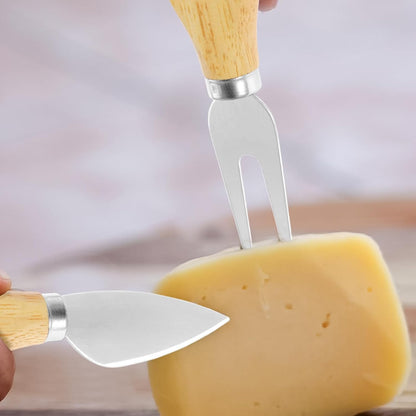 32 Pcs Cheese Knife Set Bulk, Stainless Steel Spreaders Cutters Forks Spatulas, Wood Handle Charcuterie Board Accessories for Parties, 8-Guest Serving Set, Hostess Housewarming Gift