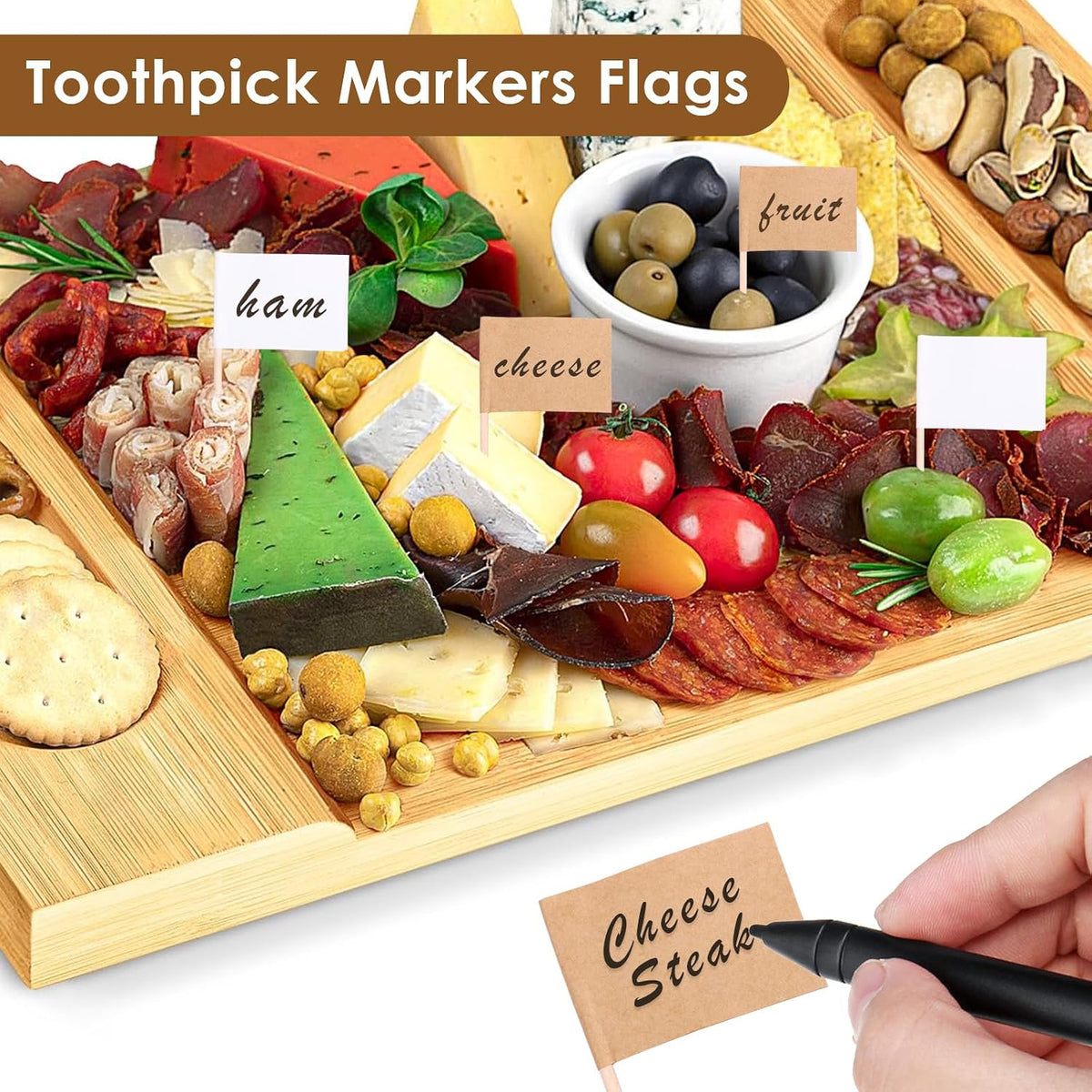 32 Pcs Cheese Knife Set Bulk, Stainless Steel Spreaders Cutters Forks Spatulas, Wood Handle Charcuterie Board Accessories for Parties, 8-Guest Serving Set, Hostess Housewarming Gift