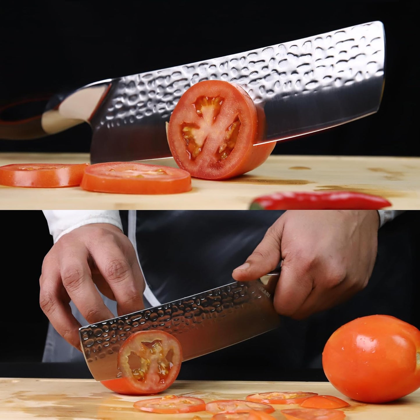 Nakiri Knife – Japanese Cleaver with 3-Layer Damascus VG10 Blade – 7 Inch Vegetable Knife Full Tang – Ergonomic Pakkawood Handle – Nakiri Knives Japanese Style
