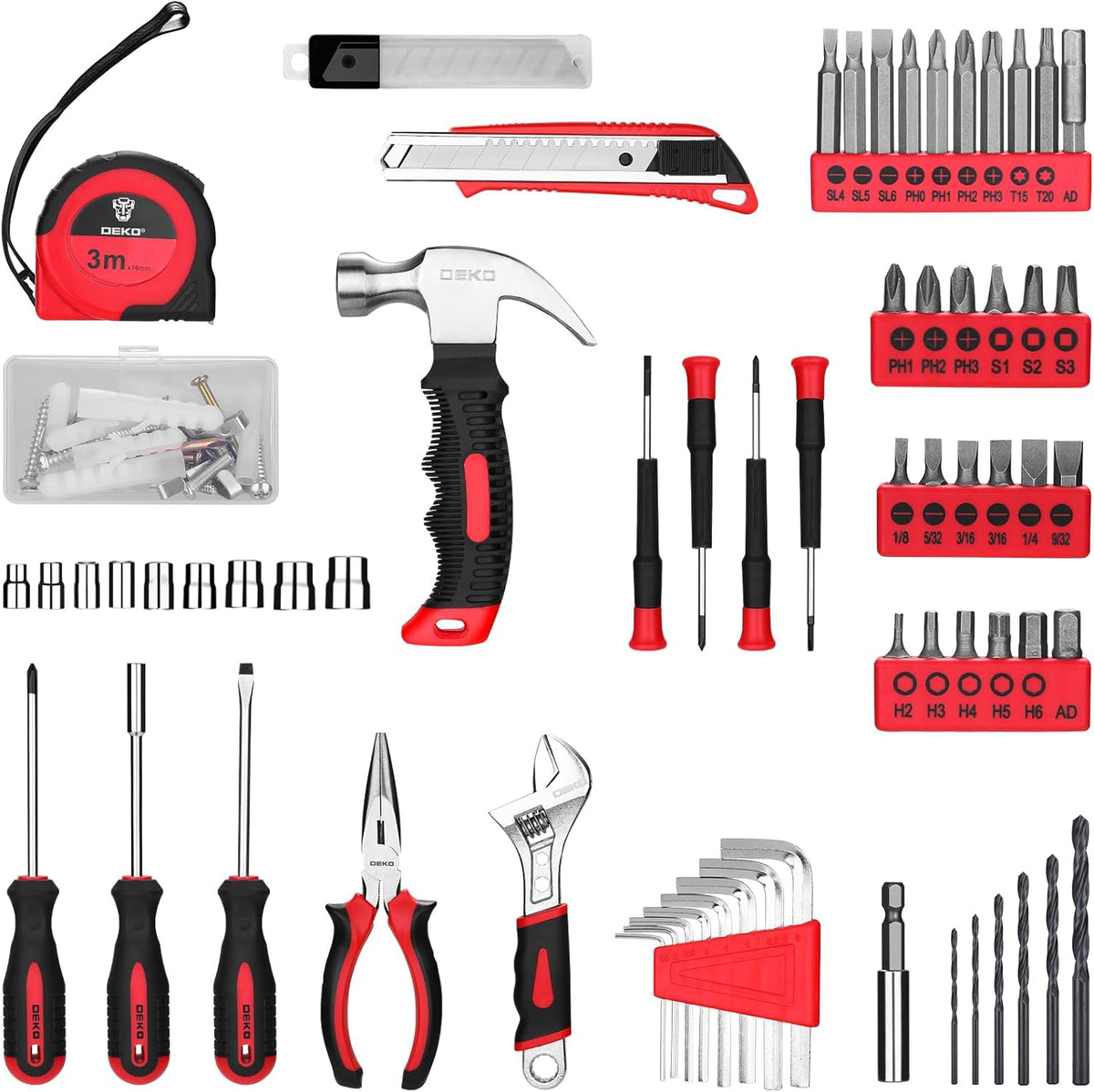 Tool Kit: 8V Cordless Drill, Home Toolbox with storage case, Hand Tool set for Home Repairs 126 Piece, Green
