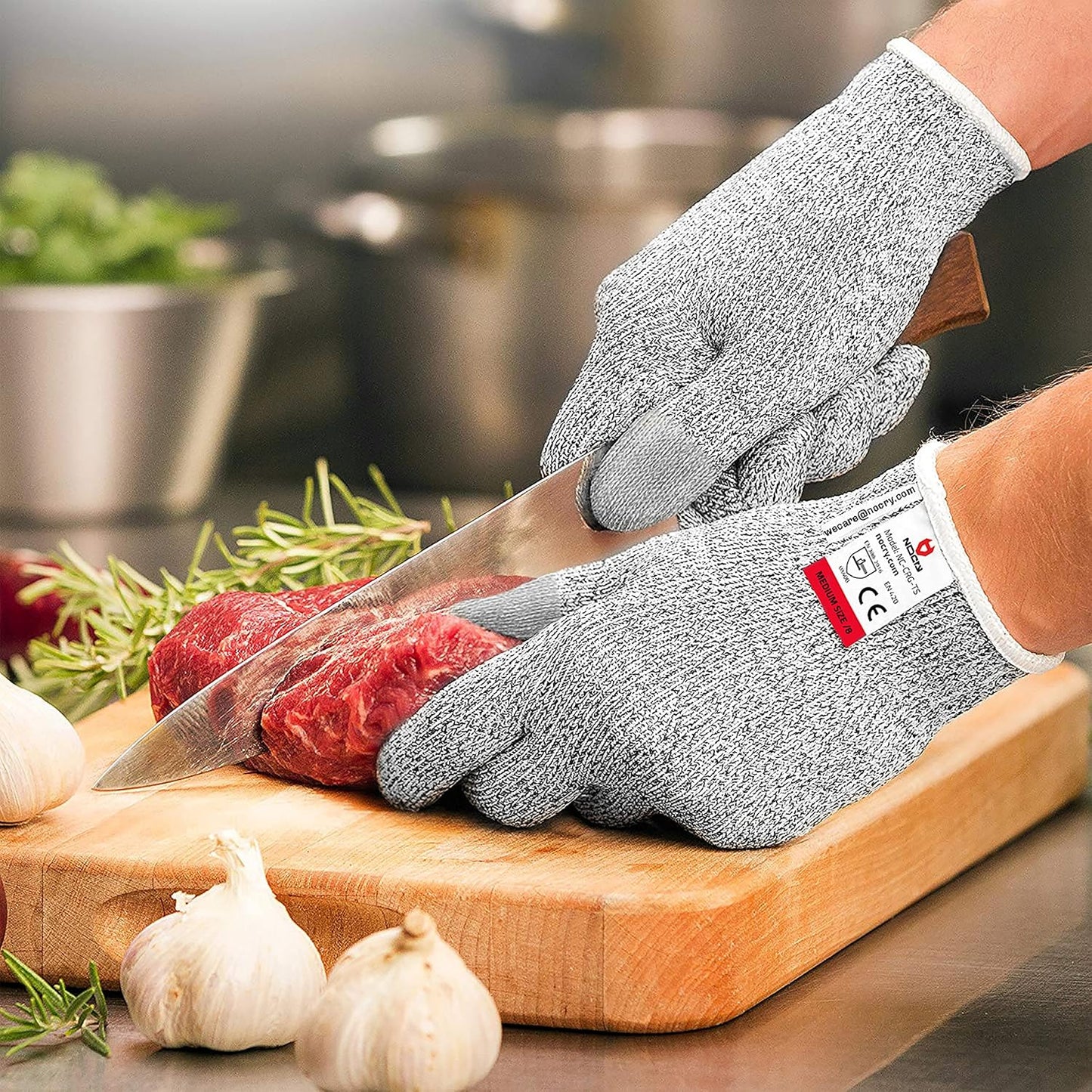 Cut Resistant Gloves Food Grade with 3 Touchscreen Capable Fingers; Protective Kitchen Gloves for Cutting; Use Cut Glove as Fish, Butcher Glove or Wood Carving, Extra Large