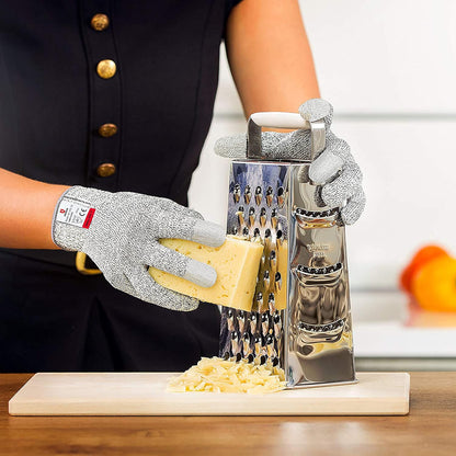 Cut Resistant Gloves Food Grade with 3 Touchscreen Capable Fingers; Protective Kitchen Gloves for Cutting; Use Cut Glove as Fish, Butcher Glove or Wood Carving, Extra Large