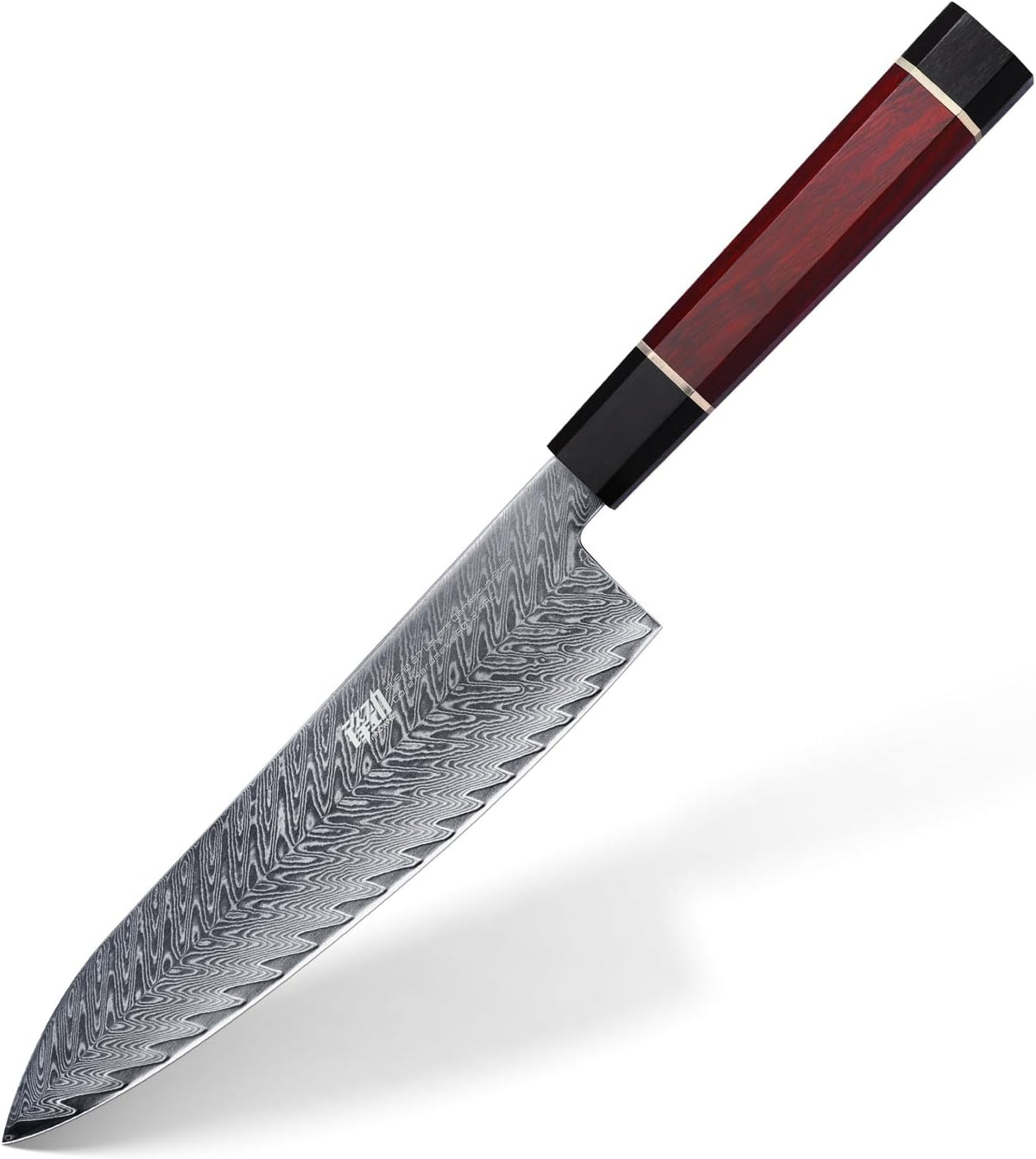 8 Inch Japanese Chef's Knife, Premium Damascus Steel Construction Kitchen Knife, Multifunctional Gyuto Knife, Exceptional Cutting Performance (Samurai Series)