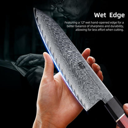 8 Inch Japanese Chef's Knife, Premium Damascus Steel Construction Kitchen Knife, Multifunctional Gyuto Knife, Exceptional Cutting Performance (Samurai Series)