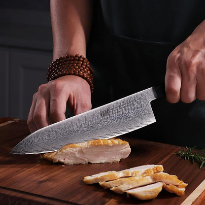 8 Inch Japanese Chef's Knife, Premium Damascus Steel Construction Kitchen Knife, Multifunctional Gyuto Knife, Exceptional Cutting Performance (Samurai Series)