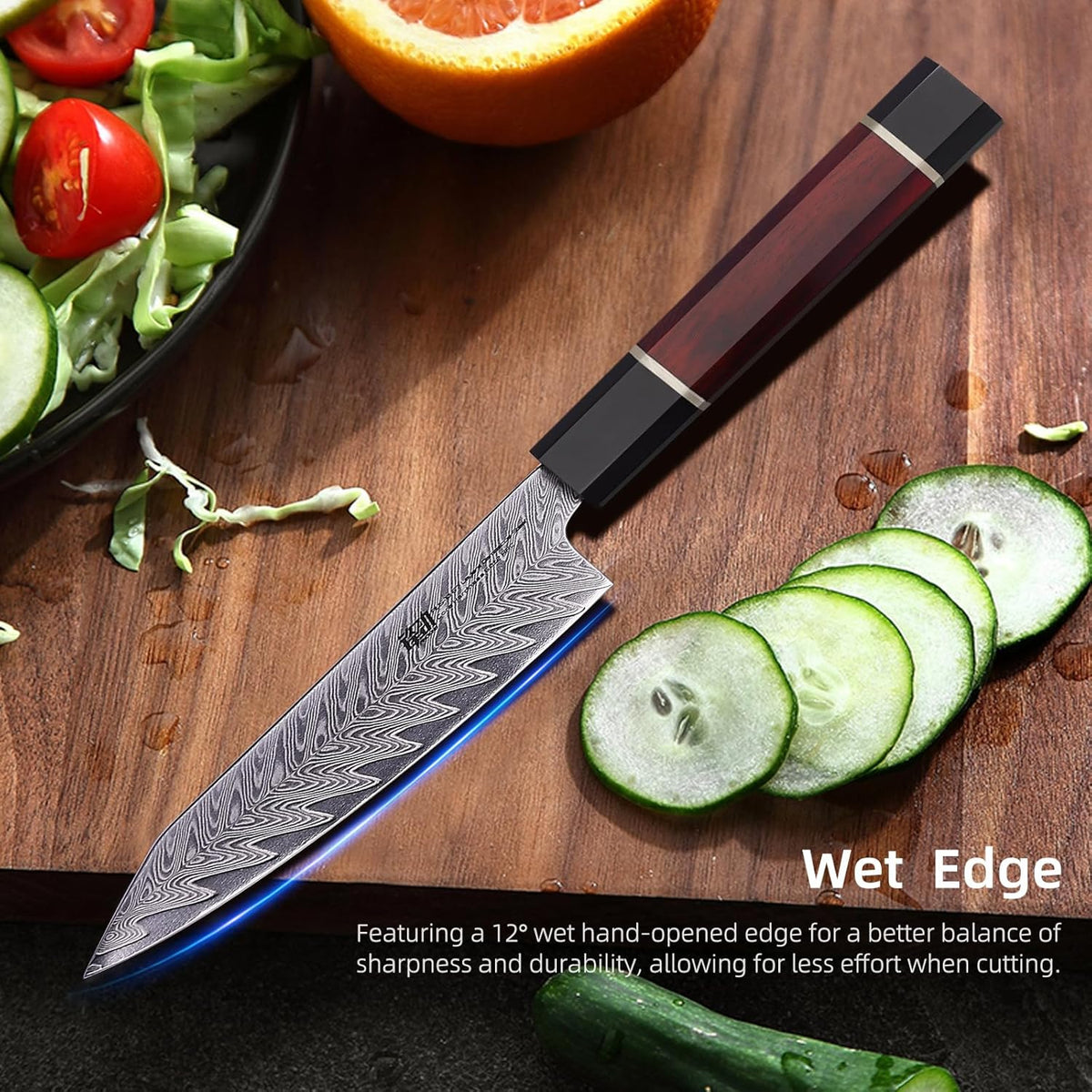 8 Inch Japanese Chef's Knife, Premium Damascus Steel Construction Kitchen Knife, Multifunctional Gyuto Knife, Exceptional Cutting Performance (Samurai Series)