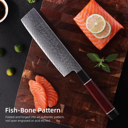 8 Inch Japanese Chef's Knife, Premium Damascus Steel Construction Kitchen Knife, Multifunctional Gyuto Knife, Exceptional Cutting Performance (Samurai Series)