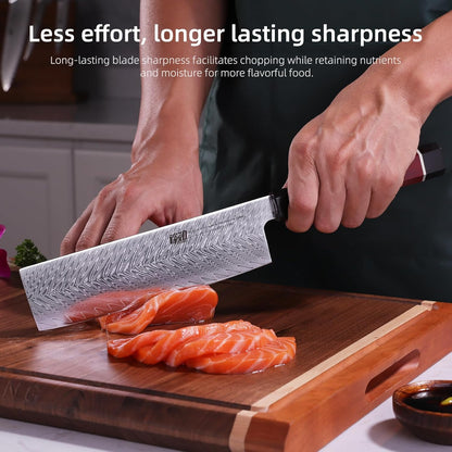 8 Inch Japanese Chef's Knife, Premium Damascus Steel Construction Kitchen Knife, Multifunctional Gyuto Knife, Exceptional Cutting Performance (Samurai Series)
