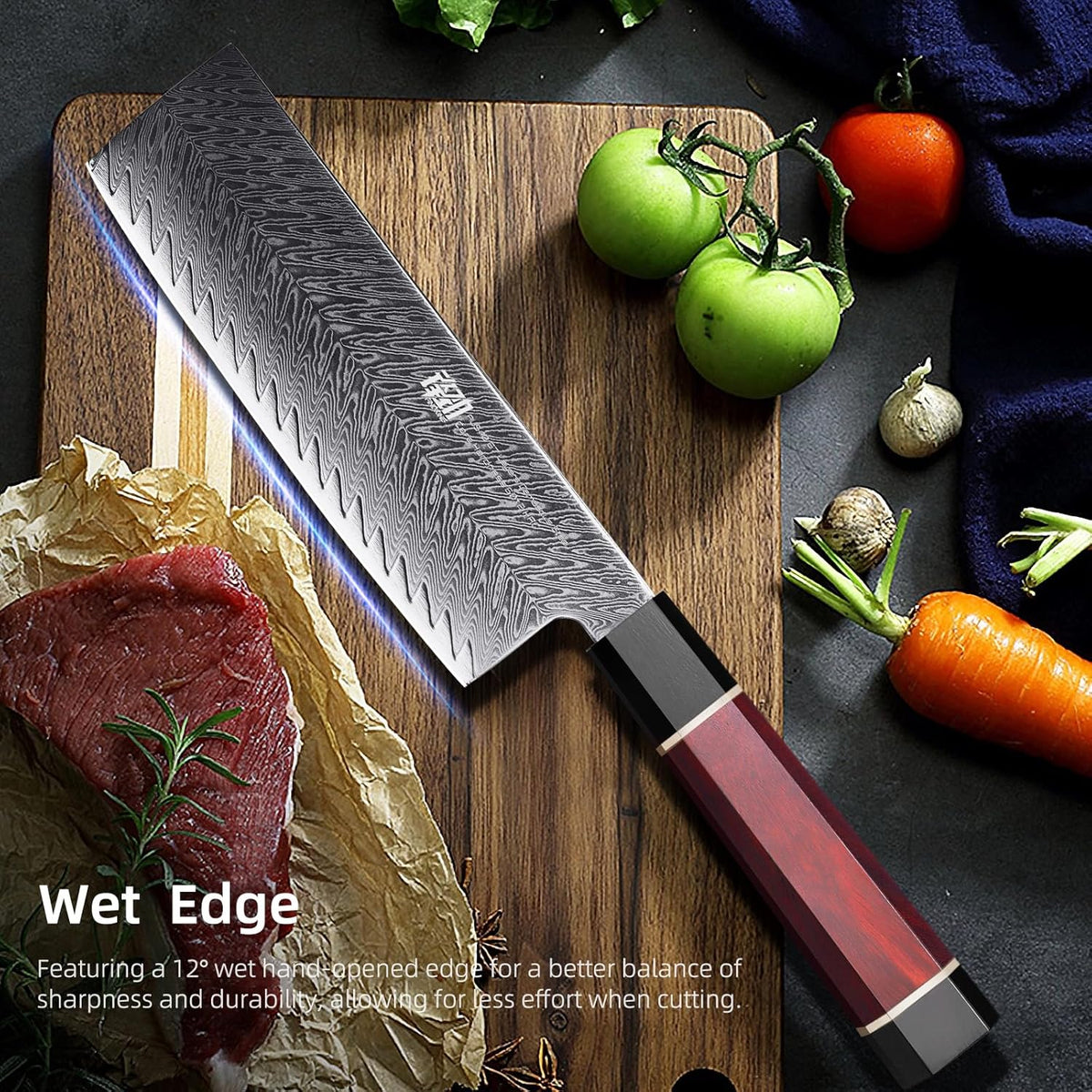 8 Inch Japanese Chef's Knife, Premium Damascus Steel Construction Kitchen Knife, Multifunctional Gyuto Knife, Exceptional Cutting Performance (Samurai Series)