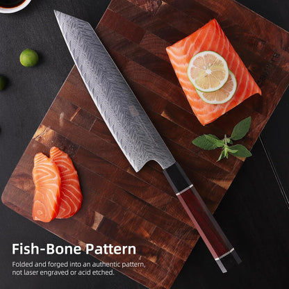 8 Inch Japanese Chef's Knife, Premium Damascus Steel Construction Kitchen Knife, Multifunctional Gyuto Knife, Exceptional Cutting Performance (Samurai Series)