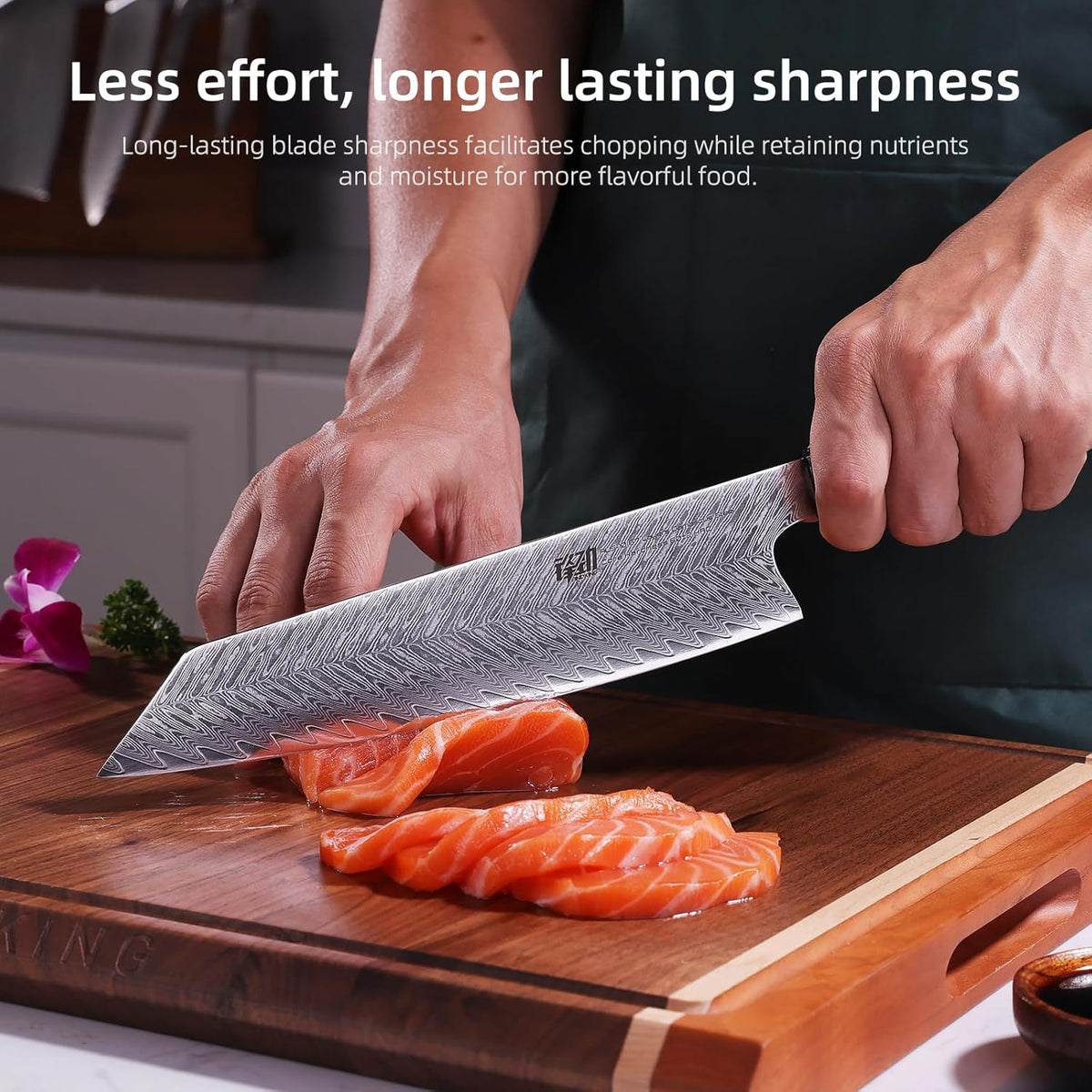 8 Inch Japanese Chef's Knife, Premium Damascus Steel Construction Kitchen Knife, Multifunctional Gyuto Knife, Exceptional Cutting Performance (Samurai Series)
