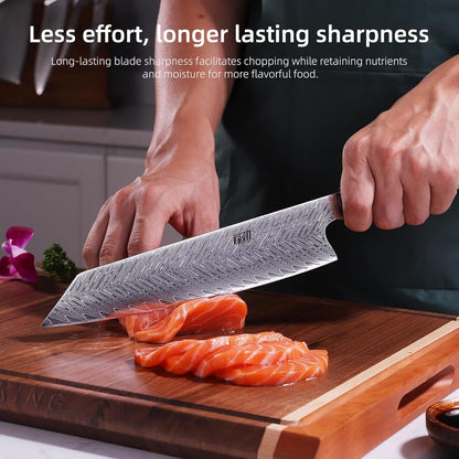 8 Inch Japanese Chef's Knife, Premium Damascus Steel Construction Kitchen Knife, Multifunctional Gyuto Knife, Exceptional Cutting Performance (Samurai Series)