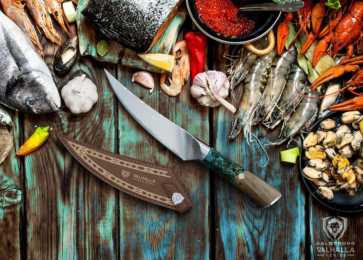 BBQ Piranha Knife 6" — Built-In Bottle Opener & Serrated Spine — 9CR18MOV HC Steel — For Grill-Side Cutting, Scoring & BBQ Service — Celestial Resin Handle, Valhalla, customer support